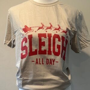Jerzees Beige and Red Women's Short Sleeve Tee